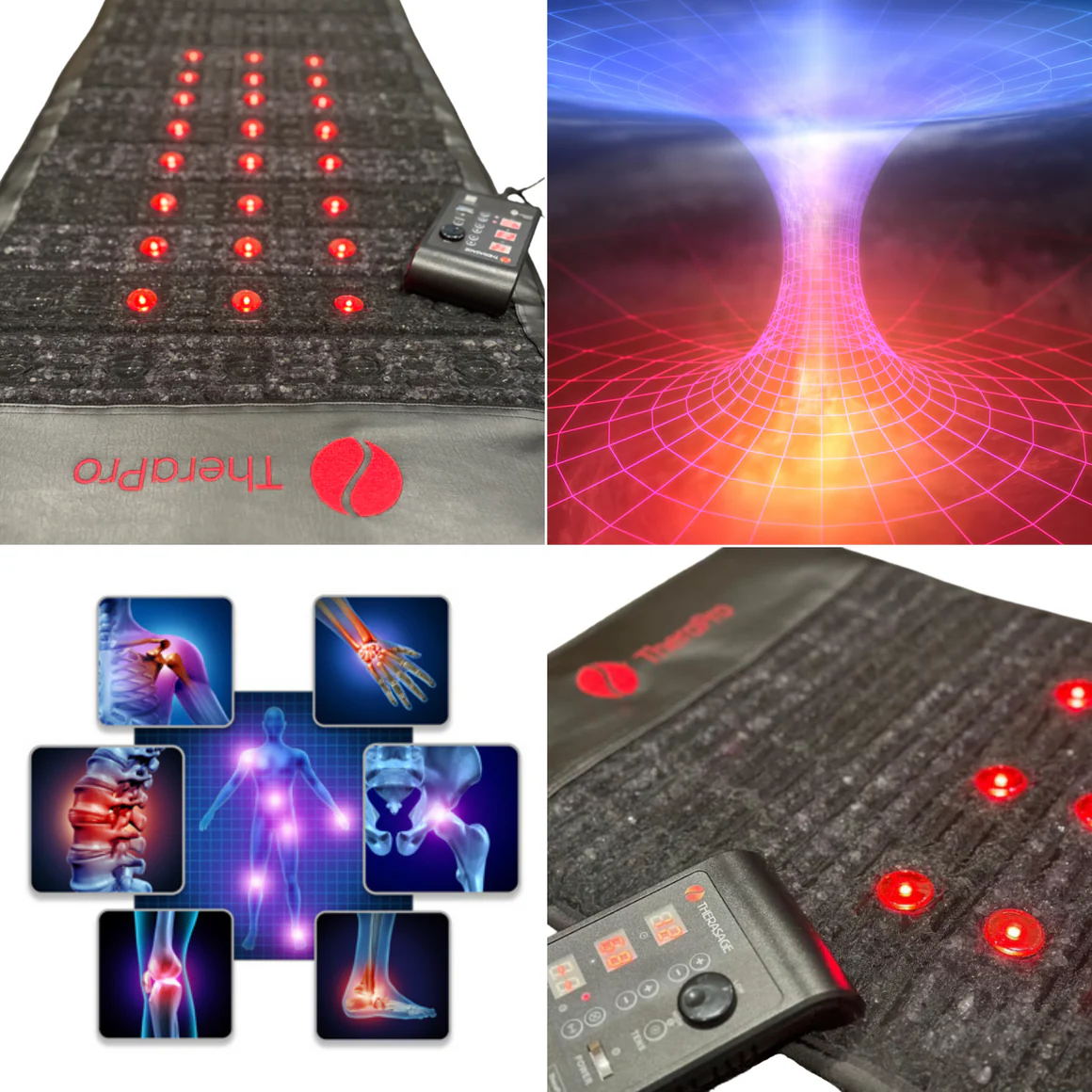 Visual representation of infrared and red light wavelengths, showing therapeutic effects.